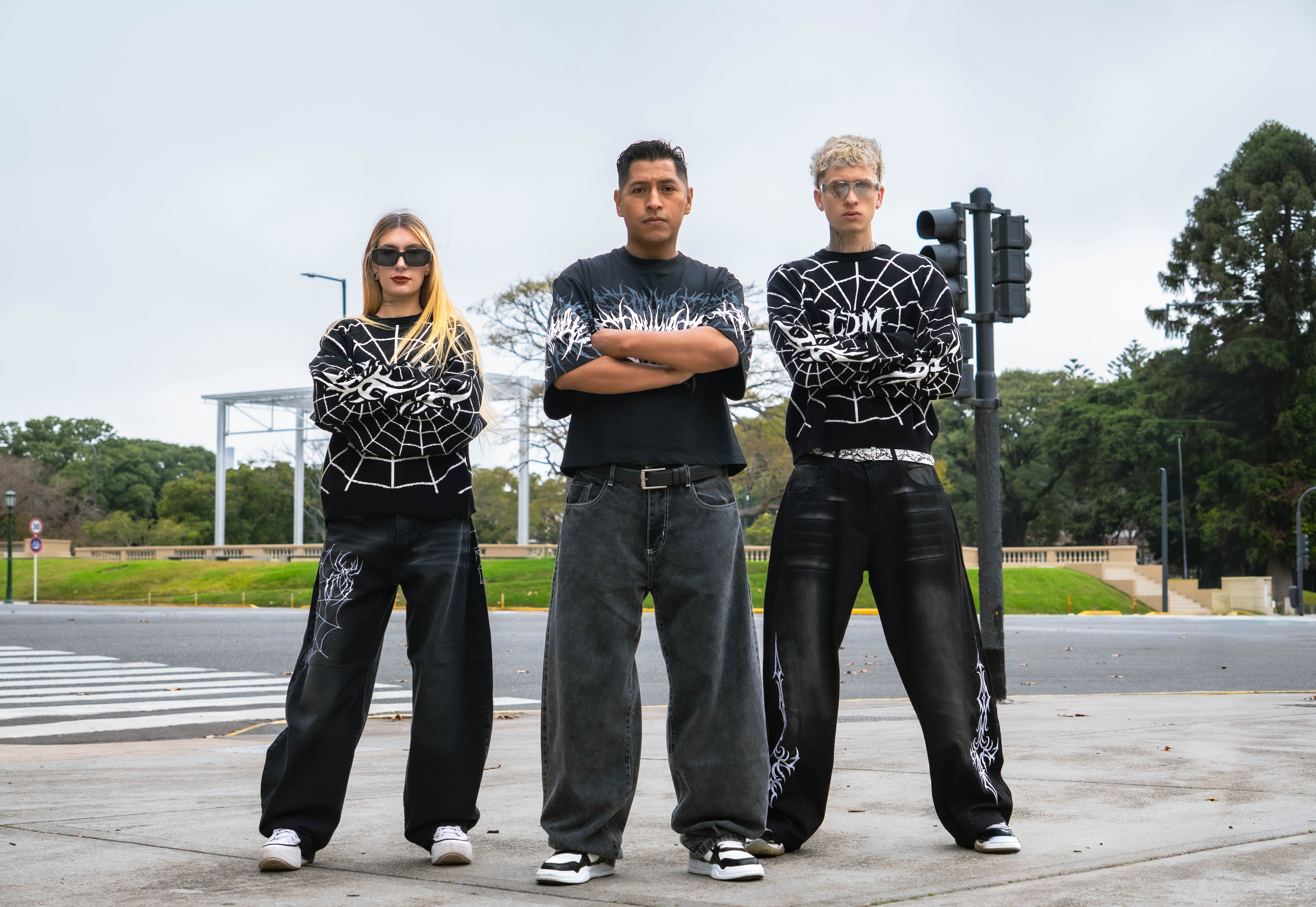 Models wearing Burzaco underground streetwear